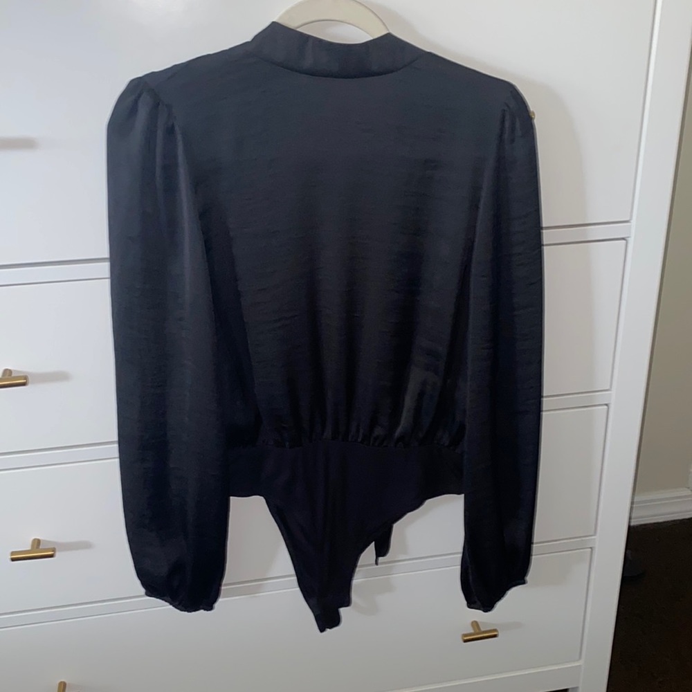 Silky sheer open back bodysuit